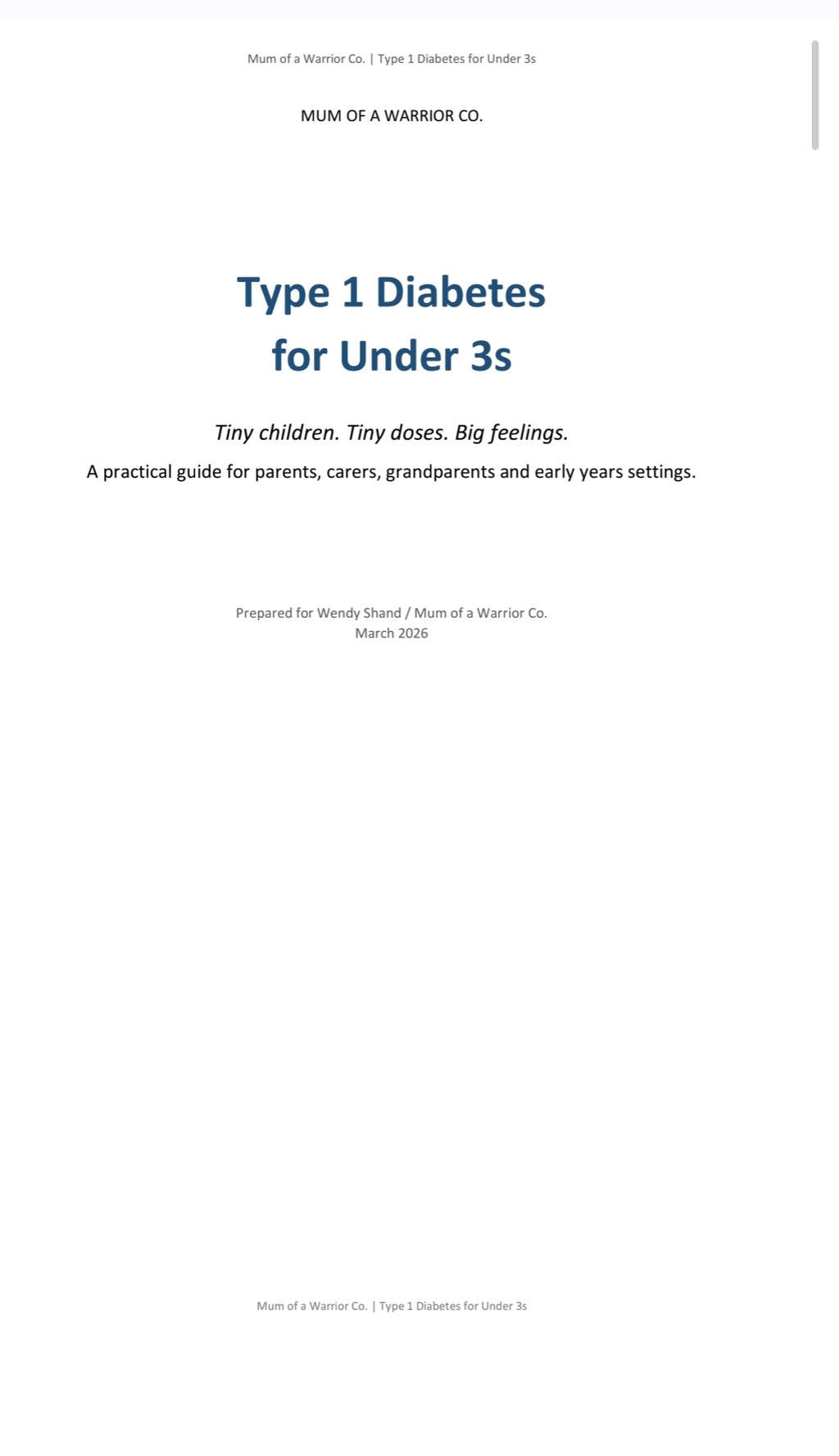 Type 1 Diabetes for Under 3s Guide & Printables Pack