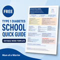 Free Type 1 Diabetes School Quick Guide – Editable Word Template