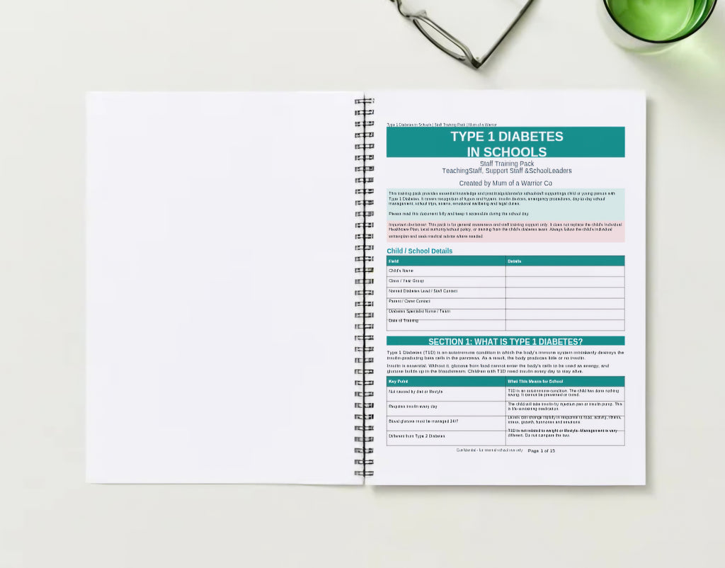 Type 1 Diabetes in Schools — Printed Bound Staff Training Pack